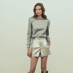 The Femm Sarah Silver Metallic Pullover Sweater Small NWT